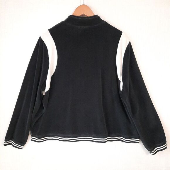 Cato Velour Black Track Jacket Size 22W-24W White Stripes Cotton Blend Y2K Style - Picture 4 of 10